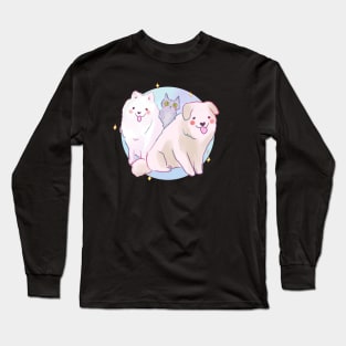 Two dogs an a cat design Long Sleeve T-Shirt